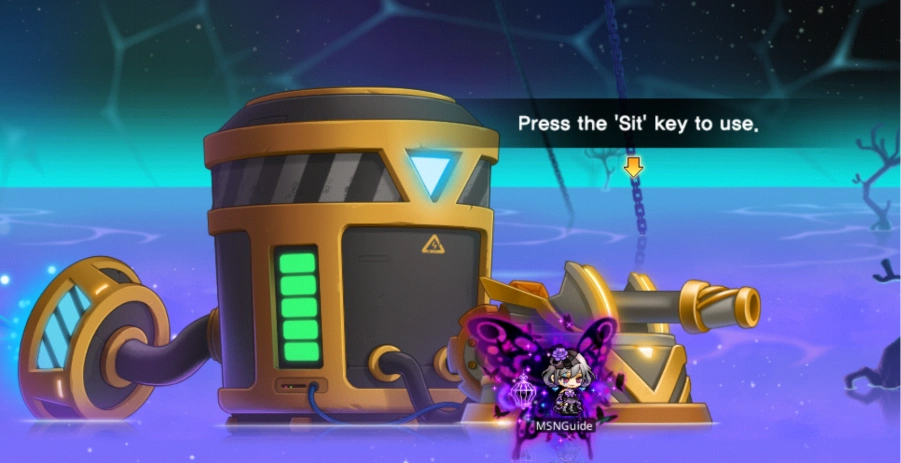 Esfera Guardian turret and interaction prompt.