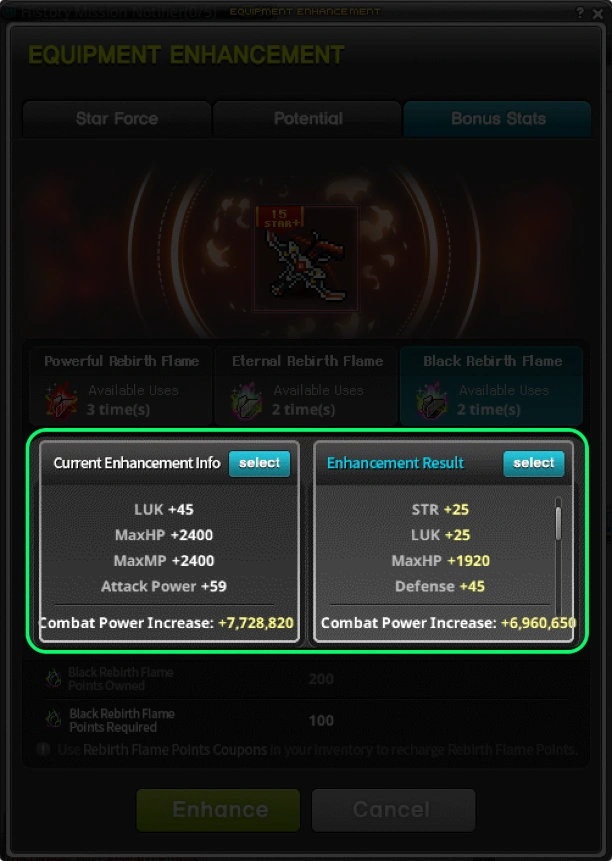 Comparing results screenshot