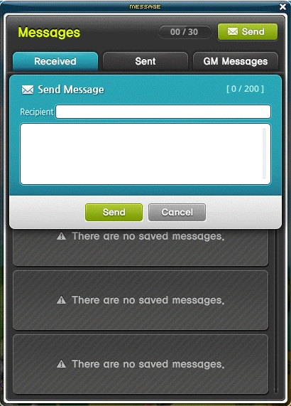 In-game message recipient and composition fields.