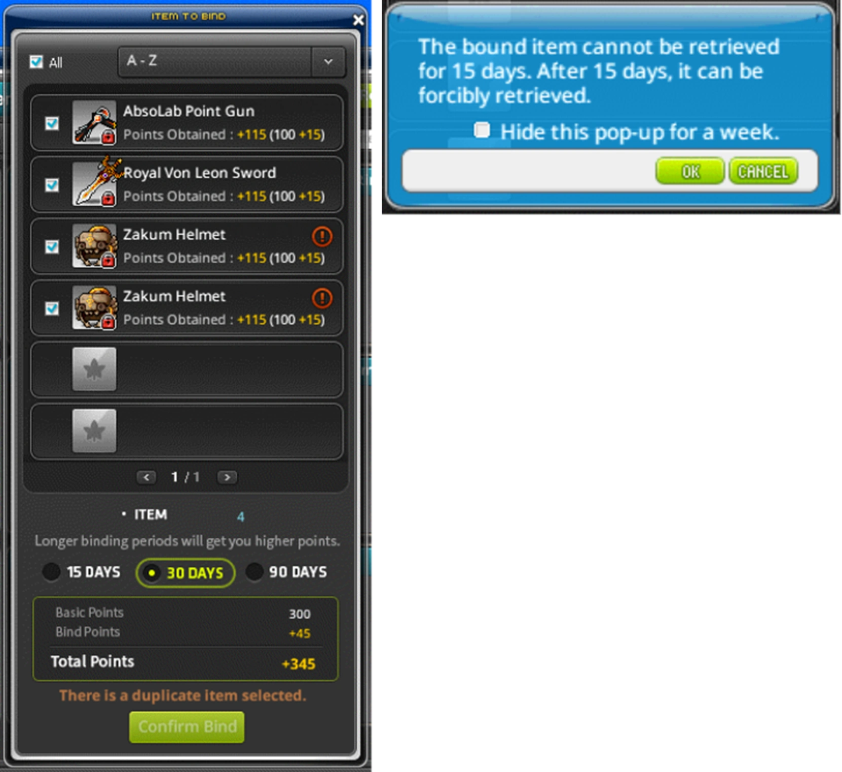Binding duration screenshot