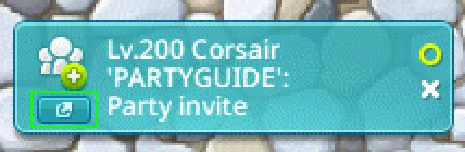 On-screen party invitation notification.
