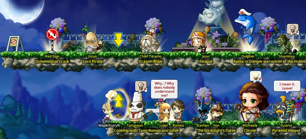 Quest-giving NPCs at the Party Quest hub.