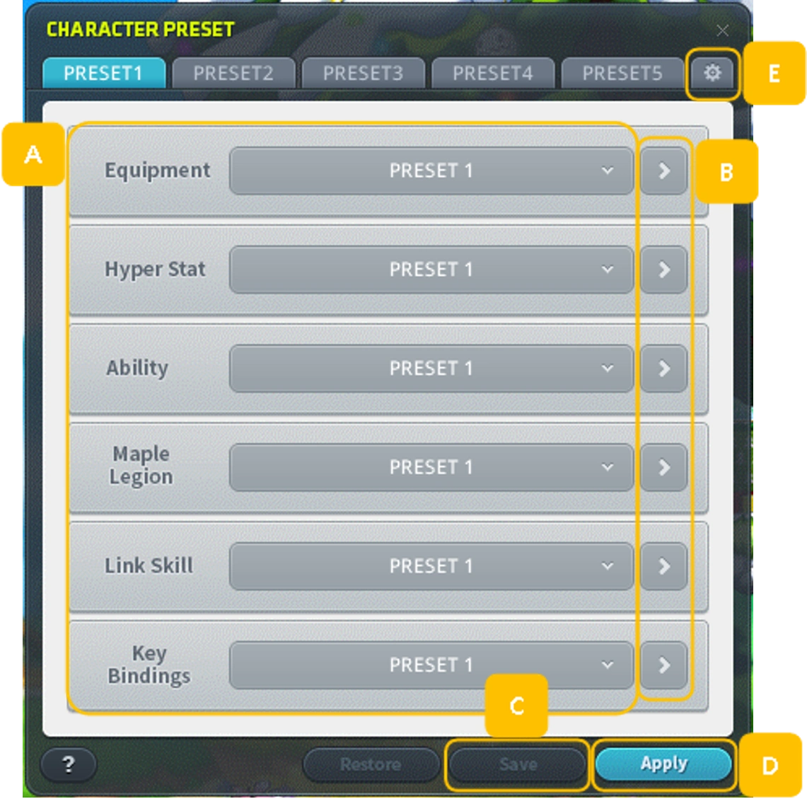 Character Presets screenshot