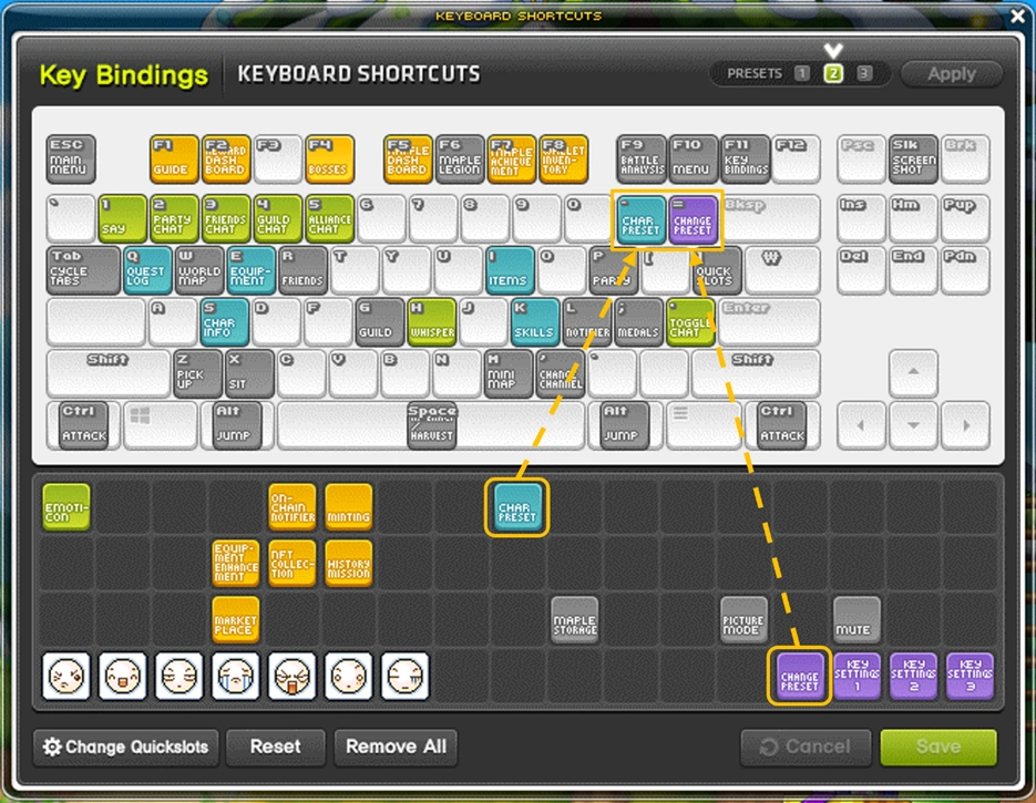 Preset hotkeys screenshot