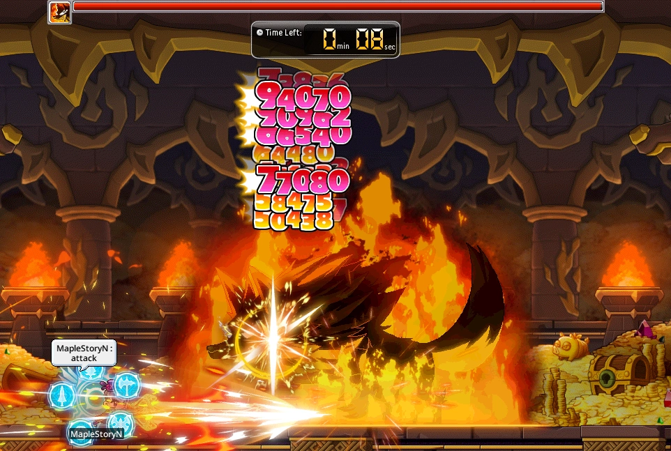 Character attacking the Inferno Wolf.